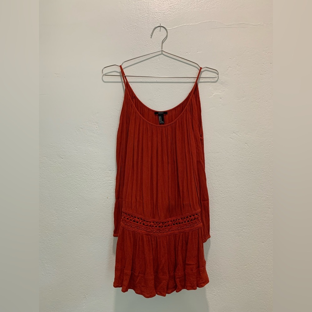 Forever 21 Orange Off the Shoulder Tunic Top